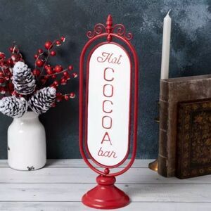 Hot Cocoa Bar Metal Sign Red and White Hot Cocoa Bar Sign